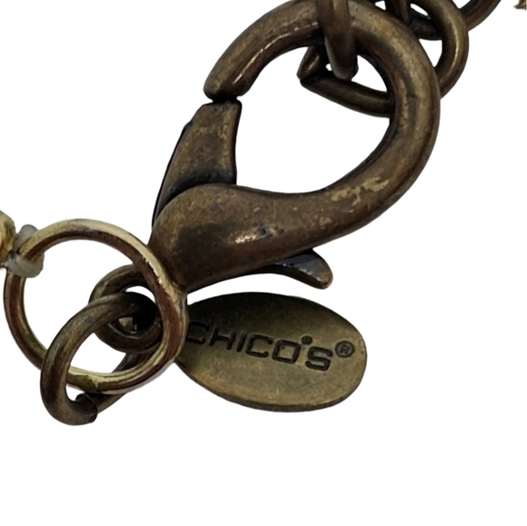 Chico's Multi-Strand Earth Tone Beaded Necklace with Abstract Resin Pendant - Picture 8 of 8